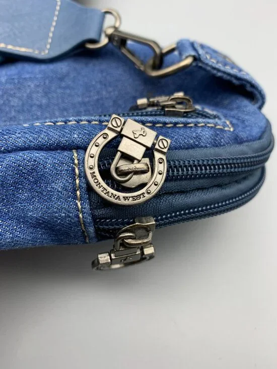 NWOT Montana West Denim Crossbody Purse Aztec Print Boho/Hippie Country Western - Picture 6 of 11